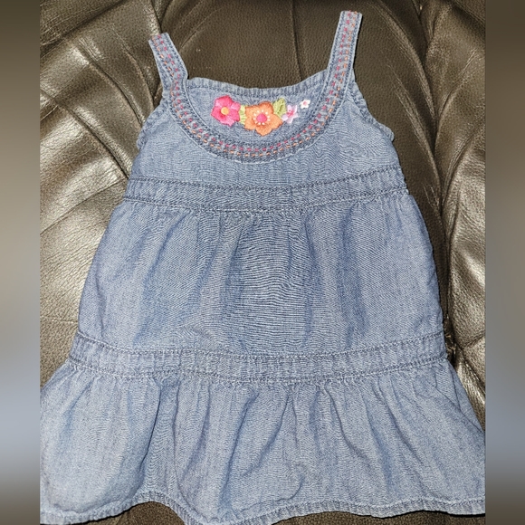 🌼 Vintage Gymboree Floral Appliqueed Chambray Dress - Baby Girls - Picture 1 of 7